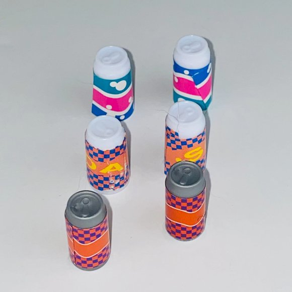 Barbie Lot of 6 Pretend Play Toy Cans of Soda Pop Kids Playset Toys - Picture 8 of 8